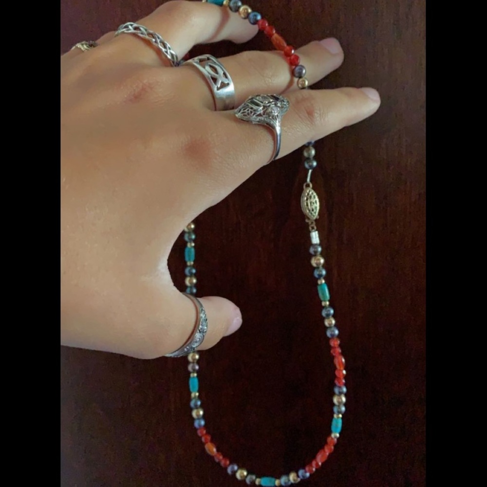 yemeni bead necklace with gold beads and clasp